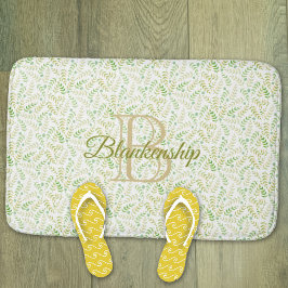 Aangepaste monogram naam Natuur Fern Leaf Pattern Badmat
