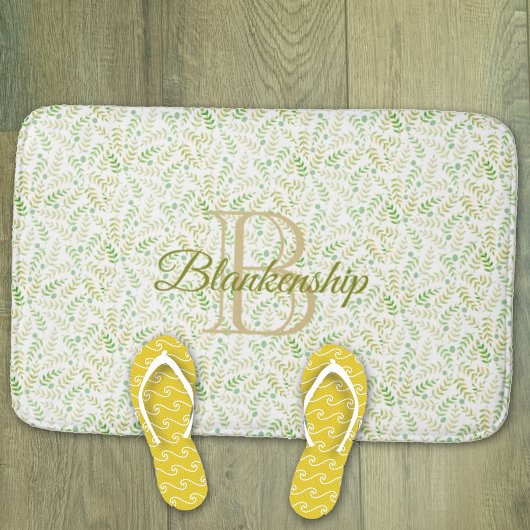 Aangepaste monogram naam Natuur Fern Leaf Pattern Badmat