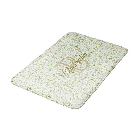 Aangepaste monogram naam Natuur Fern Leaf Pattern Badmat (Gekanteld)