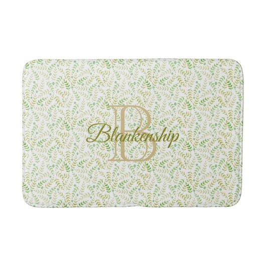 Aangepaste monogram naam Natuur Fern Leaf Pattern Badmat (Voorkant)