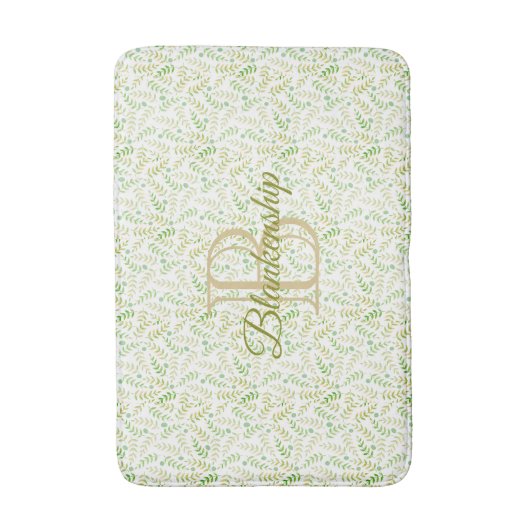 Aangepaste monogram naam Natuur Fern Leaf Pattern Badmat (Voorkant Verticaal)