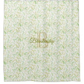 Aangepaste monogram naam Natuur Fern Leaf Pattern Douchegordijn (Voorkant)