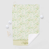 Aangepaste monogram naam Natuur Fern Leaf Pattern Golfhanddoek (Insitu)