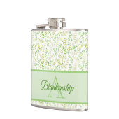 Aangepaste monogram naam Natuur Fern Leaf Pattern Heupfles (Links)