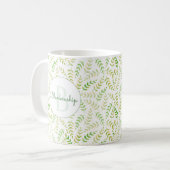 Aangepaste monogram naam Natuur Fern Leaf Pattern Koffiemok (Voorkant links)