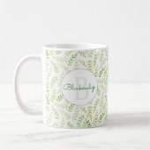 Aangepaste monogram naam Natuur Fern Leaf Pattern Koffiemok (Links)