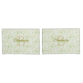 Aangepaste monogram naam Natuur Fern Leaf Pattern Kussensloop
