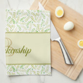 Aangepaste monogram naam natuur varenblad patroon theedoek (Quarter Fold)