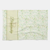 Aangepaste monogram naam natuur varenblad patroon theedoek (Horizontaal)