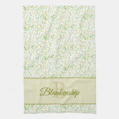 Aangepaste monogram naam natuur varenblad patroon theedoek (Verticaal)
