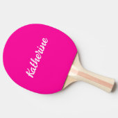Aangepaste Monogram Naam Neon Roze Tafeltennisbatje (Zijkant)