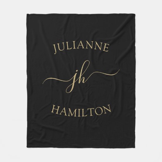 Aangepaste monogram naam op maat fleece deken (Voorkant)