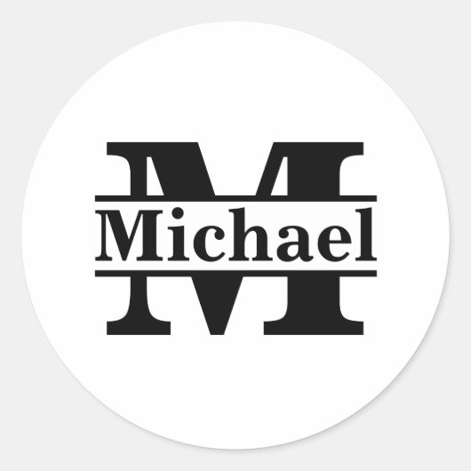 Aangepaste monogram naam op maat ronde sticker (Voorkant)