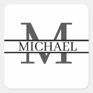 Aangepaste monogram naam op maat vierkante sticker