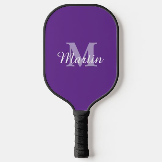 Aangepaste monogram naam paarse en wit pickleball paddle (Voorkant)