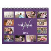 Aangepaste Monogram Naam Paarse Foto Kalender (Hoes)