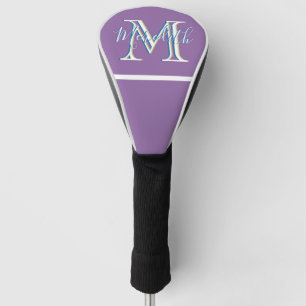 Aangepaste monogram naam Paarse lavender Golfheadcover