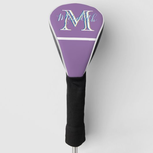 Aangepaste monogram naam Paarse lavender Golfheadcover (Voorkant)