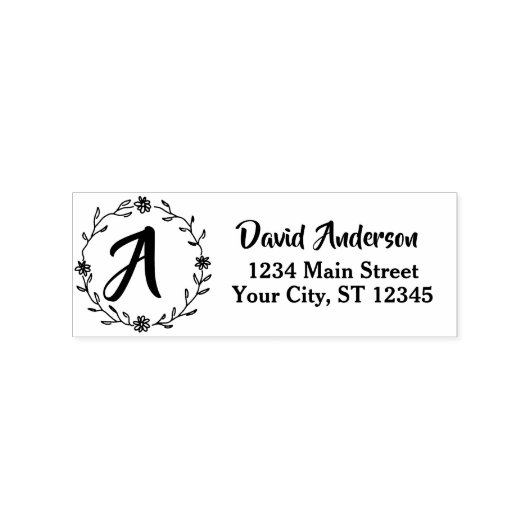 Aangepaste monogram naam professioneel retouradres rubberstempel (Afrduk)