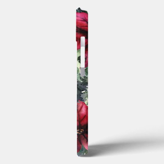 Aangepaste monogram naam Rode Poinsettia Case-Mate iPhone Case (Achterkant / Links)