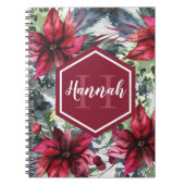 Aangepaste monogram naam Rode Poinsettia Notitieboek (Voorkant)