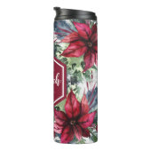 Aangepaste monogram naam Rode Poinsettia Thermosbeker (Geroteerd rechts)