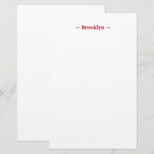 aangepaste monogram naam rode witte tekst briefpapier (Voorkant / Achterkant)