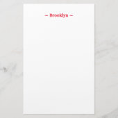 aangepaste monogram naam rode witte tekst briefpapier (Voorkant)