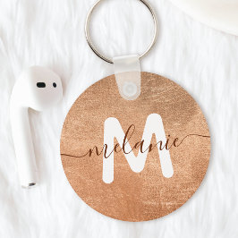 Aangepaste Monogram Naam Roze Goud Folie Luxe Sleutelhanger