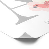 Aangepaste monogram naam Roze vogelmeisje Nursery Poster (Hoek)