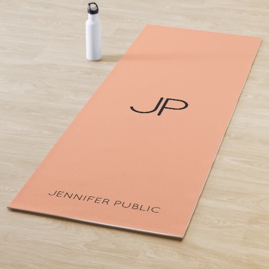 Aangepaste Monogram Naam Sjabloon Coral Peach Fitn Yogamat (In situ)