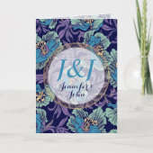 Aangepaste monogram naam Turquoise Blauwgroen Vint Kaart (Voorkant)