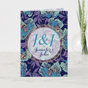 Aangepaste monogram naam Turquoise Blauwgroen Vint Kaart