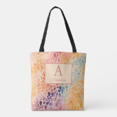 Aangepaste monogram naam waterverf luipaardprint tote bag (Achterkant)