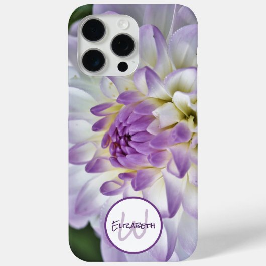 Aangepaste monogram naam: White Dahlia Flower Case-Mate iPhone Case (Achterkant)