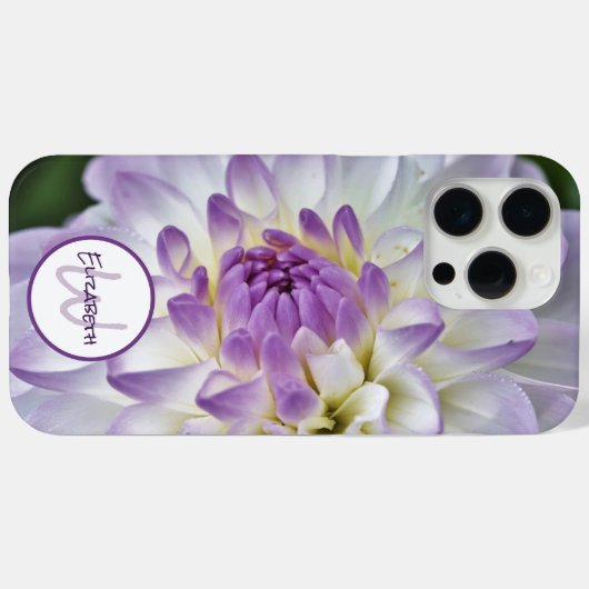 Aangepaste monogram naam: White Dahlia Flower Case-Mate iPhone Case (Achterkant (horizontaal))