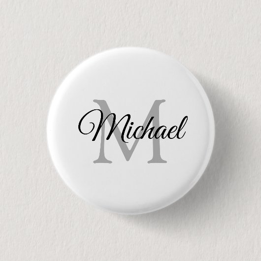 Aangepaste monogram naam Witte Sjabloon Ronde Button 3,2 Cm (Voorkant)