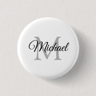 Aangepaste monogram naam Witte Sjabloon Ronde Button 3,2 Cm