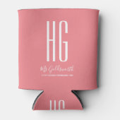 Aangepaste monogram naam zakelijk koraalroze blikjeskoeler (Voorkant)