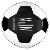 Aangepaste Monogram Naam Zwart Modern Voetbal (Gedraaid)
