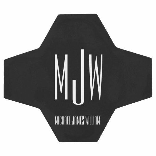 Aangepaste Monogram Naam Zwart Modern Voetbal (Enkel)