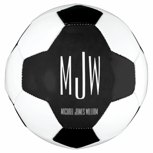 Aangepaste Monogram Naam Zwart Modern Voetbal (Voorkant)