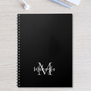 Aangepaste Monogram Naam Zwart Notitieboek