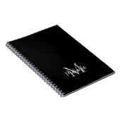 Aangepaste Monogram Naam Zwart Notitieboek (Rechterzijde)