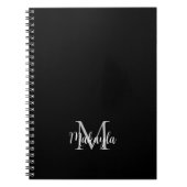 Aangepaste Monogram Naam Zwart Notitieboek (Voorkant)