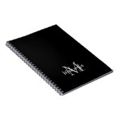 Aangepaste Monogram Naam Zwart Notitieboek (Rechterzijde)