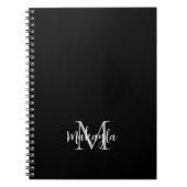 Aangepaste Monogram Naam Zwart Notitieboek (Voorkant)