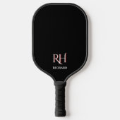 Aangepaste monogram naam zwart wit pickleball paddle (Voorkant)