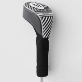 Aangepaste monogram naam Zwarte Witte Stripes Golfheadcover (Schuin)