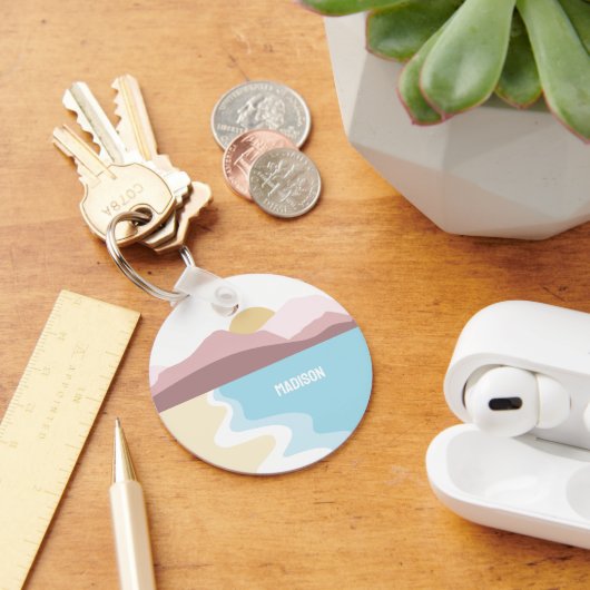 Aangepaste monogram Natuur illustratie Sleutelhanger (Bureau)